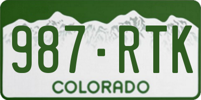 CO license plate 987RTK