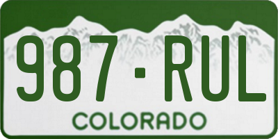 CO license plate 987RUL