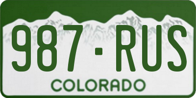 CO license plate 987RUS