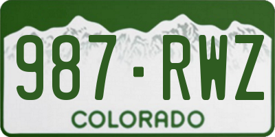 CO license plate 987RWZ