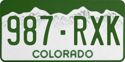 CO license plate 987RXK