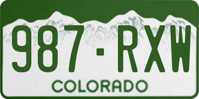 CO license plate 987RXW