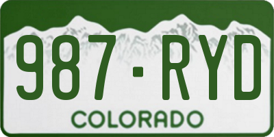 CO license plate 987RYD