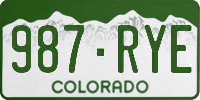 CO license plate 987RYE