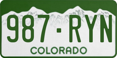 CO license plate 987RYN