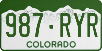CO license plate 987RYR