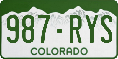 CO license plate 987RYS