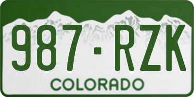 CO license plate 987RZK
