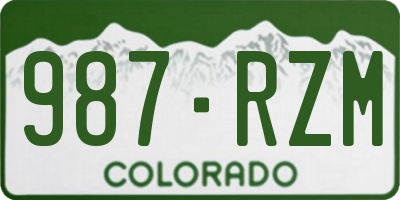 CO license plate 987RZM