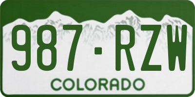 CO license plate 987RZW