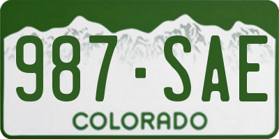 CO license plate 987SAE