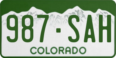 CO license plate 987SAH