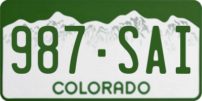 CO license plate 987SAI