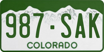 CO license plate 987SAK