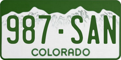 CO license plate 987SAN
