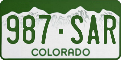 CO license plate 987SAR