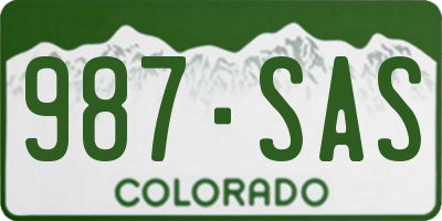 CO license plate 987SAS