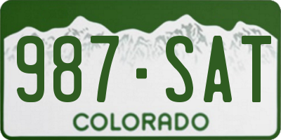 CO license plate 987SAT