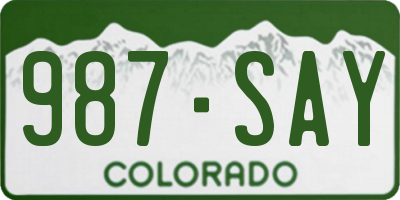 CO license plate 987SAY