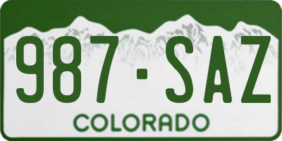 CO license plate 987SAZ