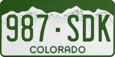 CO license plate 987SDK