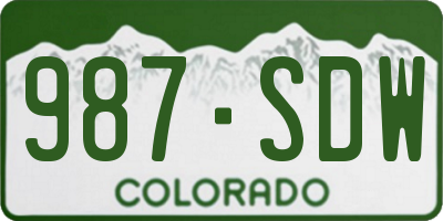 CO license plate 987SDW
