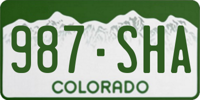 CO license plate 987SHA