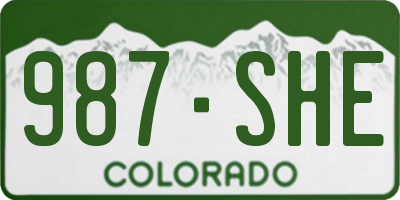 CO license plate 987SHE