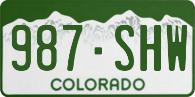 CO license plate 987SHW