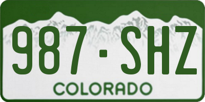 CO license plate 987SHZ