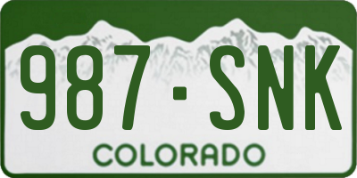 CO license plate 987SNK