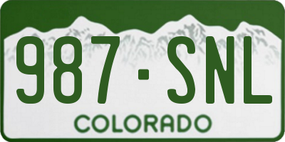 CO license plate 987SNL