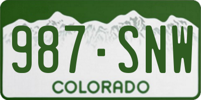 CO license plate 987SNW