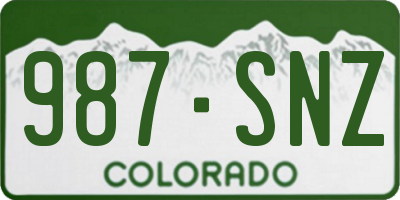 CO license plate 987SNZ