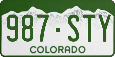 CO license plate 987STY
