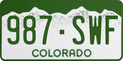 CO license plate 987SWF