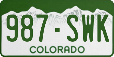 CO license plate 987SWK