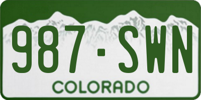 CO license plate 987SWN