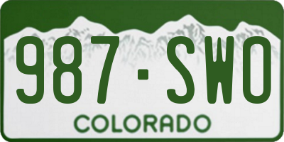 CO license plate 987SWO