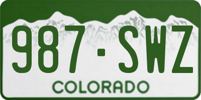 CO license plate 987SWZ