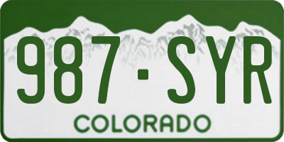 CO license plate 987SYR