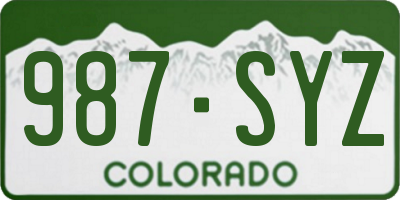 CO license plate 987SYZ