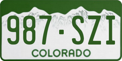 CO license plate 987SZI