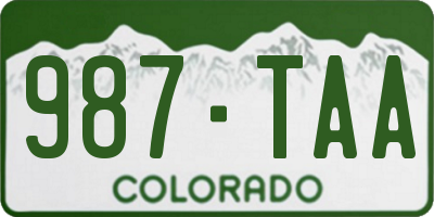 CO license plate 987TAA