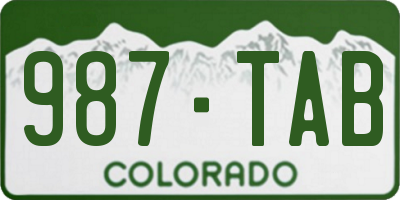 CO license plate 987TAB