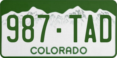 CO license plate 987TAD