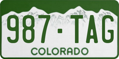 CO license plate 987TAG