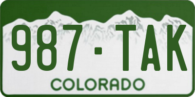 CO license plate 987TAK