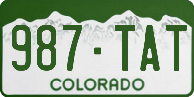 CO license plate 987TAT