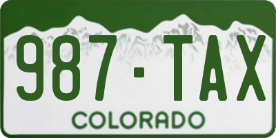 CO license plate 987TAX